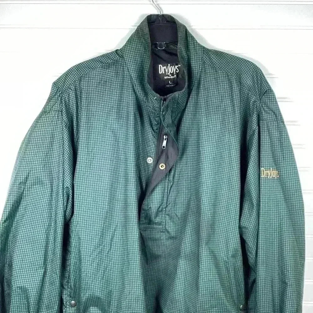 DryJoys by FootJoy FJ Mens 1/4 Zip Long Sleeve Rain Jacket Large Green Pullover - Picture 2 of 10
